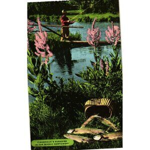 Vintage Ecko-Chrome Postcard Fishermans Paradise Scenic Northwest
